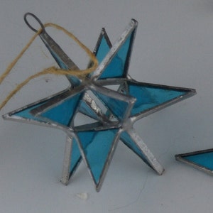 Stained glass / star ornament / blue / round star ornament / blue / handmade /