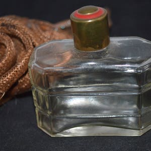 Vintage parfumfles / clear cut glazen / messing schroef top / geschilderd in rood / 3 inch / vintage / parfum / fles / glazen fles / rood