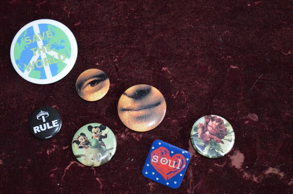 Assorted tin pins / set of 8 / including ; : Save… - image 2