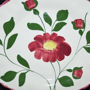 Southern platter / 1950s / Hand painted / under glaze / underside chips / floral platter / tableware / dinnerware / serving dish / white