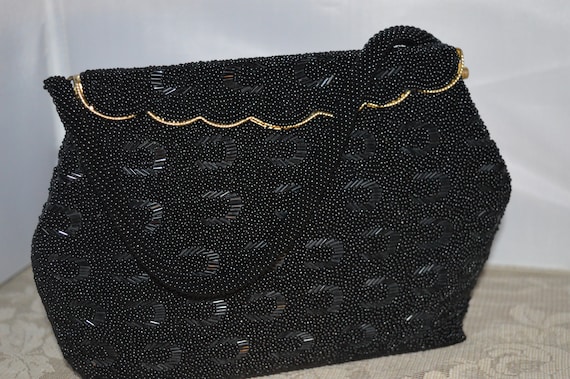 SALE / Beaded evening bag / black / Hong Kong / h… - image 1