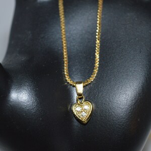 Petite heart necklace / gold tone /  costume jewelry / 16&quot; long / heart pendant / small heart /