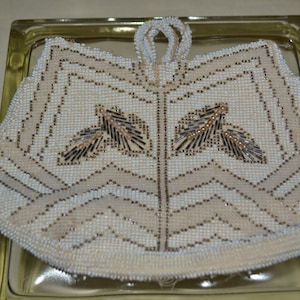 Embrague con cuentas / bolso / crema / oro / mango de lazo / cierre de cremallera / forro de satén / bolso de noche / embolsado / vintage / bolso de noche vintage