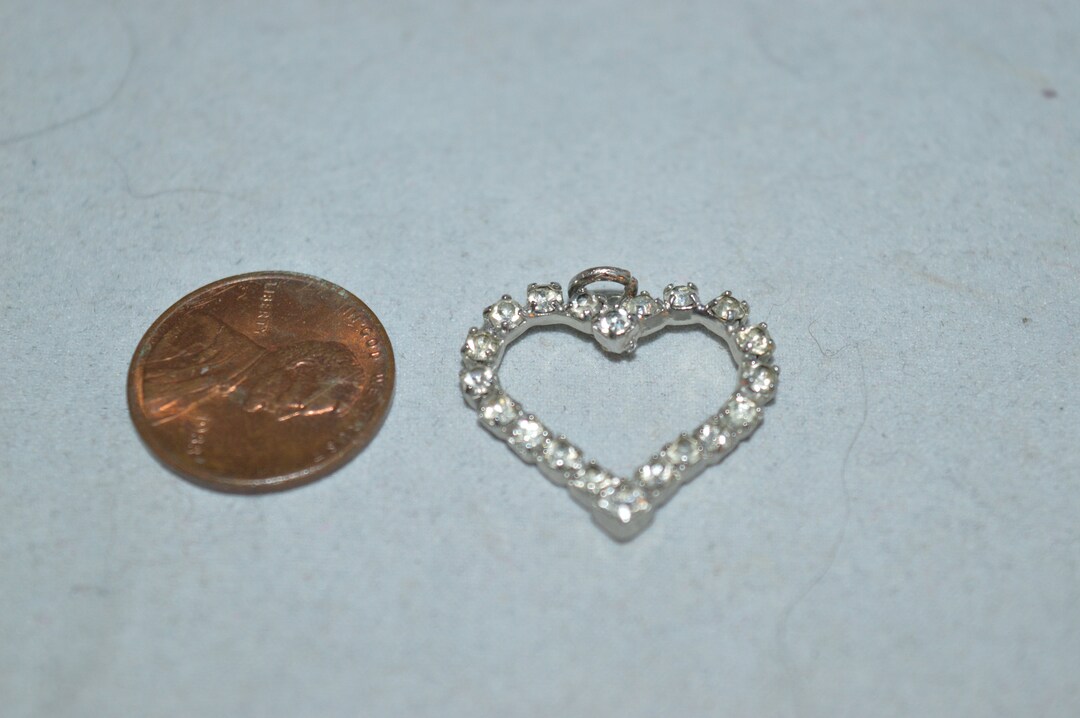 Silver Rhinestone Heart Rhinestone Heart Pendant / Heart / Heart Pendant / Rhinestone / 1 ...