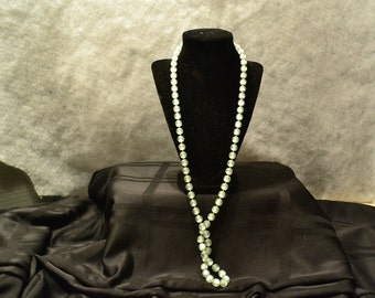 Pale green / translucent / beaded necklace / no clasp / 17" long / green / necklace / beads / jewelry / vintage / vintage beads / green bead