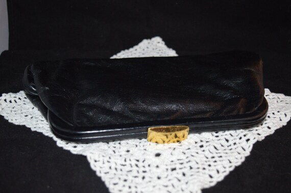 Navy leather clutch / leather bag / leather purse… - image 1