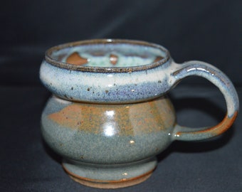 Pottery mug / blue / brown / 3.5" x 3.25" diameter / Excellent condition / mug / pottery / coffee mug /