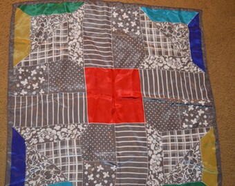 Vera Scarf / primären Farben / grau und weiß / blau / gelb / grün / Seide Schal / Vera / Quadratischer Schal / Schal Hals / Vintage Schal /