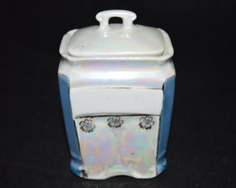 Lusterware busje / klein busje / kruid bus / bus / Lusterware / vintage lusterware / blauw / goud / wit / vintage / Duitsland