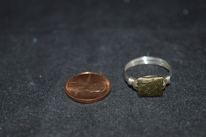 Silver wire ring with bronze charm size 8 silver wire ring bronze ring silver ring jewelry