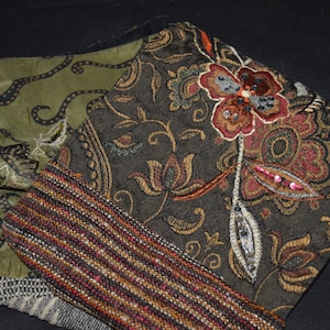 Chico scarf / multi-color / sequins / lined / red /green / brown /black 65&quot; x 8&quot; Excellent condition