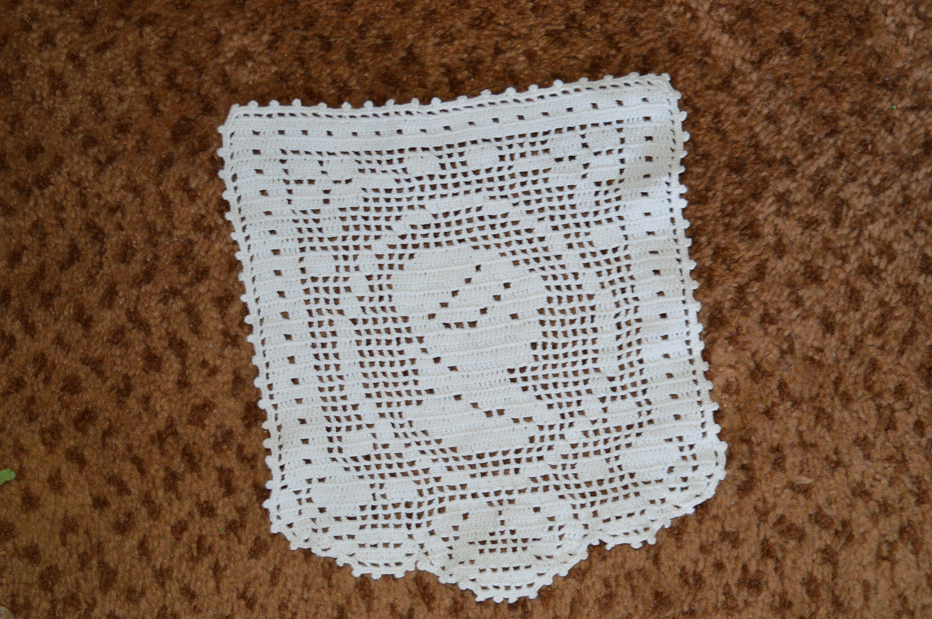 Crocheted Doily / Rectangular / Off-white / Silhouette / 10