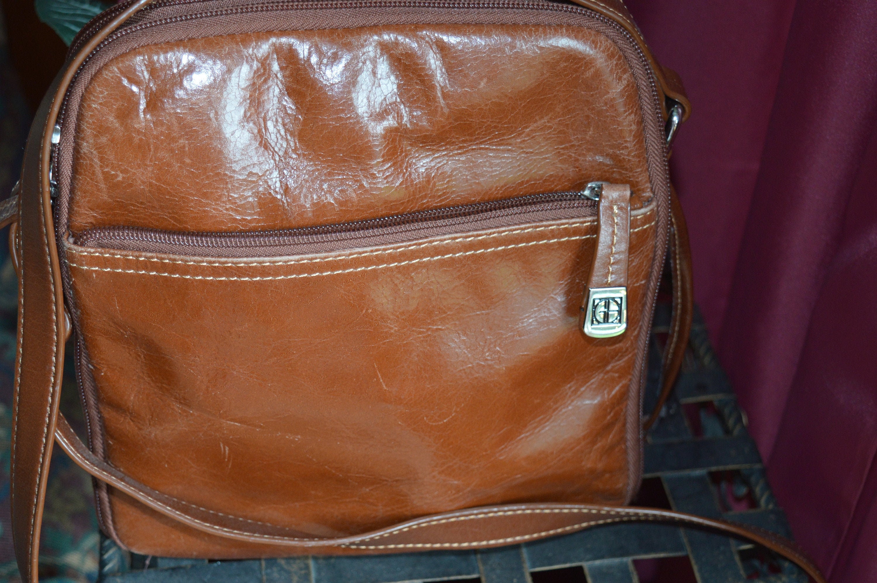 Giani Bernini Cognac crossbody leather purse