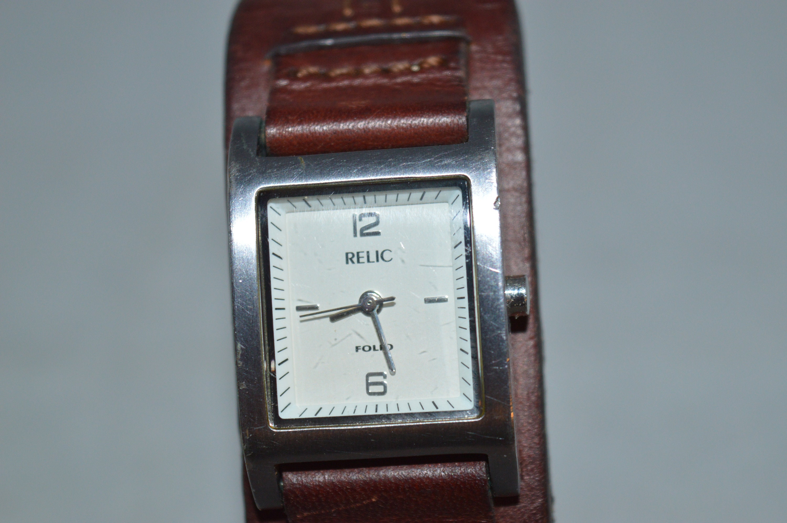 Silver / Brown Leather Band 