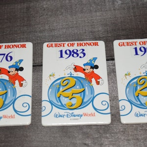 Disney 25th Anniversary / Guest of Honor badges / stick on / 1976 / 1983 / Disney / Mickey / souvenir / Disney souvenir / name badge / SALE