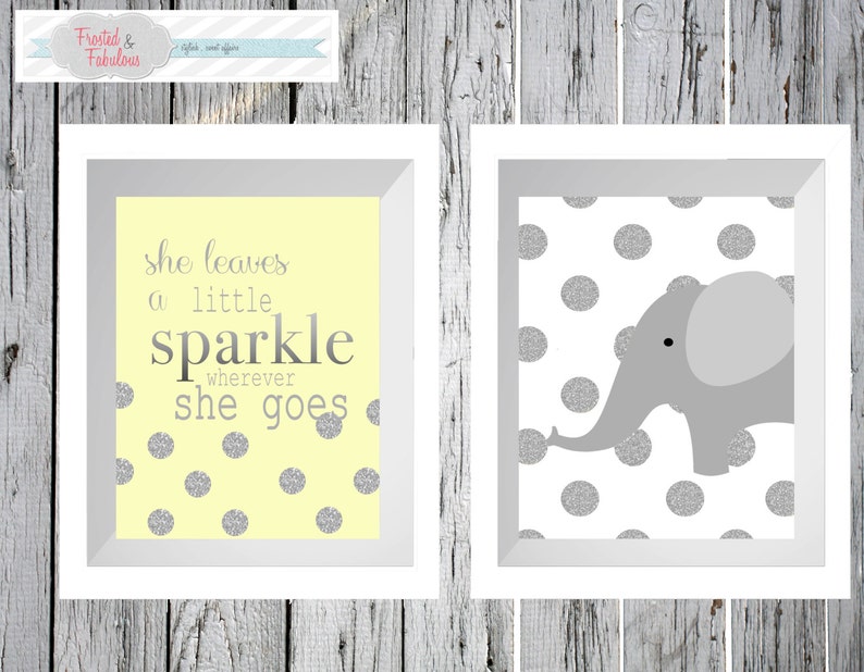 yellow and grey elephant nursery