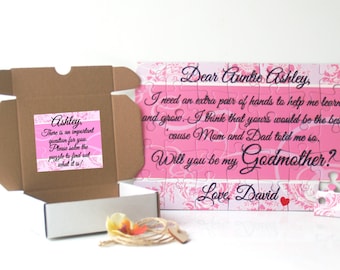 Will you be my Godmother puzzle, Godmother invitation, Godfather invitation, Godmother proposal, Madrina proposal, Asking Godmother 12pcs