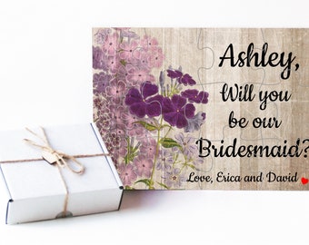 Bridesmaid puzzle, Flower Girl puzzle, Flower Girl proposal, Bridesmaid proposal, Maid of Honor puzzle, Maid of Honour puzzle, Rustic Puzzle