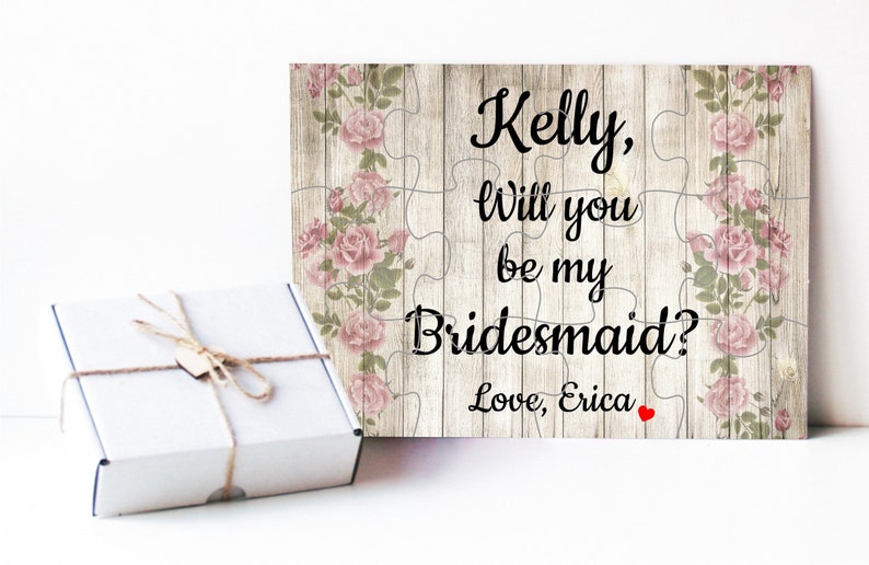 Bridesmaid puzzle, Flower Girl puzzle, Flower Girl proposal, Bridesmaid proposal, Maid of Honor puzzle, Maid of Honour puzzle, Rustic Puzzle image 2