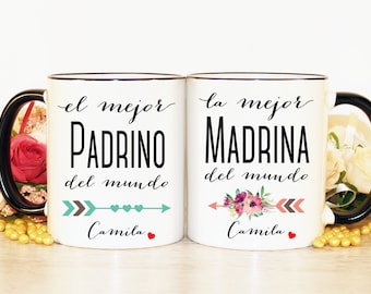 Padrino Madrina mugs, Godmother gift, Godfather gift, Godparents gift, Baptism gift, Christening gift, Godparents mug, Padrino gift, Madrina