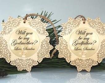 Will you be my Godparents ornaments, Will you be my Godmother, Will you be my Godfather, Ask godparents, Godparents proposal, Godparents