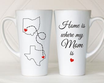 Long distance mom mug, Home is where my mom is, Mother's Day gift, Christmas gift for mom, Mom gift, Gift for mom, Long distance mom, Mother