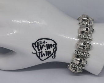 Chunky Heavy Guitar String Skull Bracelet Musician Gift