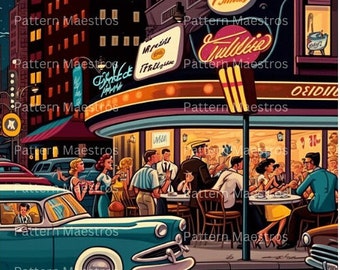 1950's City Diner Cartoon Style 3
