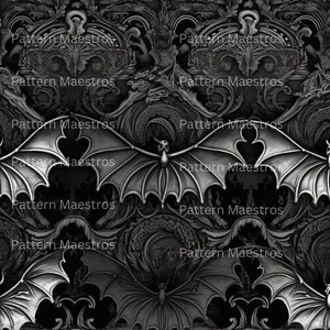 Black and Silver Gothic Bats 4