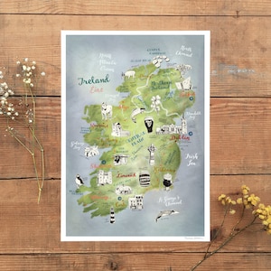 Ireland Map, Art Print, illustrated map Ireland, Ireland poster, Ireland art, Irish map, travel illustration, farewell gift, giclee print image 4