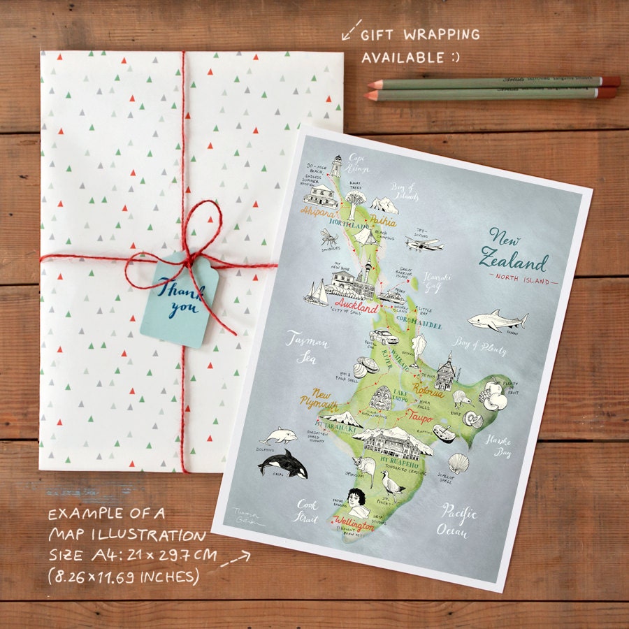 Custom Map Illustration, Choose a Specific City, Country, Travel Memory ...