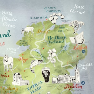 Ireland Map, Art Print, illustrated map Ireland, Ireland poster, Ireland art, Irish map, travel illustration, farewell gift, giclee print image 7