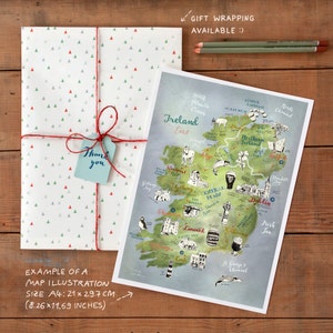Ireland Map, Art Print, illustrated map Ireland, Ireland poster, Ireland art, Irish map, travel illustration, farewell gift, giclee print image 8