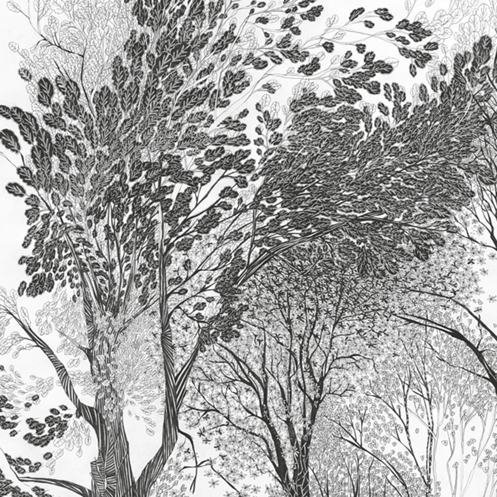 モノクロ鉛筆画 自然の風景 木製フレーム付き モノクロ鉛筆画 自然の風景 木製フレーム付き