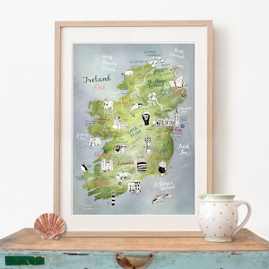 Ireland Map, Art Print, illustrated map Ireland, Ireland poster, Ireland art, Irish map, travel illustration, farewell gift, giclee print image 3