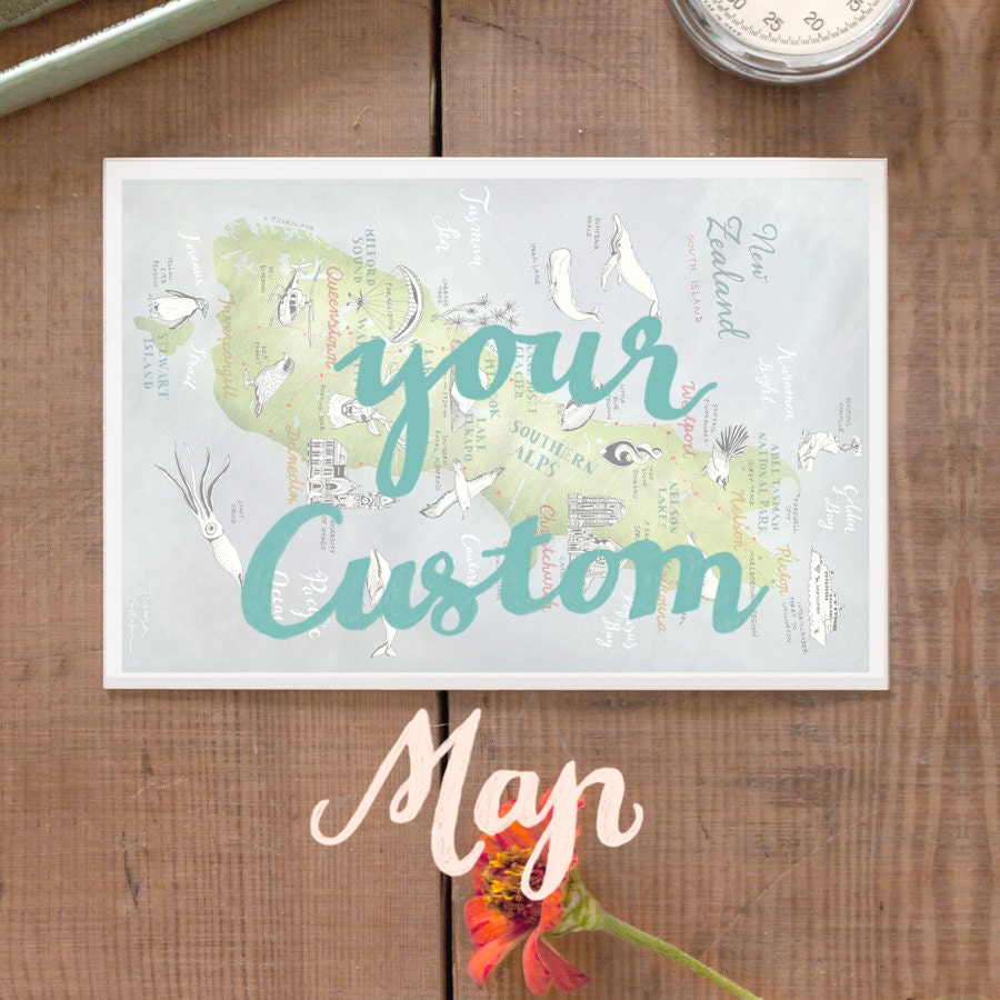 Custom Map Illustration, Choose a Specific City, Country, Travel Memory ...