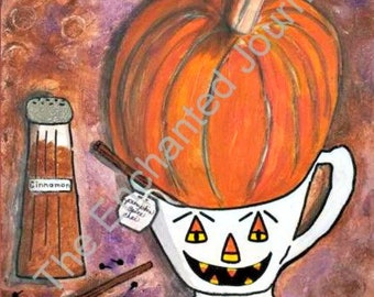 Whimsical Fall Pumpkin Spice Chai teacup! S&H INCLUDED