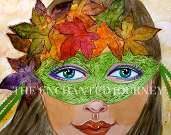 Autumn Mask, masquerade, wreath of leaves in hair, S&H INCLUDED