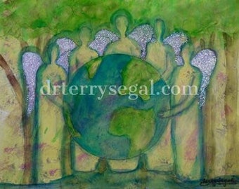 Angels, April, holding the world, Earth Day, FREE SHIPPING