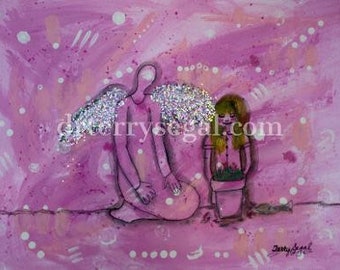 Angel March planting with little girl, FREE SHIPPING