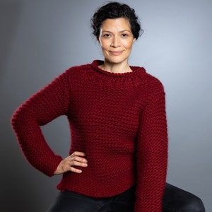Easy Jumper Knitting Kit. Ladies Chunky Knit Sweater. Weekender Jumper Knitting Pattern By Wool Couture