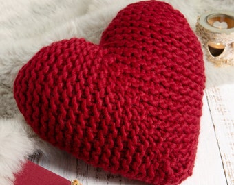 Kit de tricot de coussin. Coussin coeur facile à tricoter. Modèle de tricot de coussin par Wool Couture.