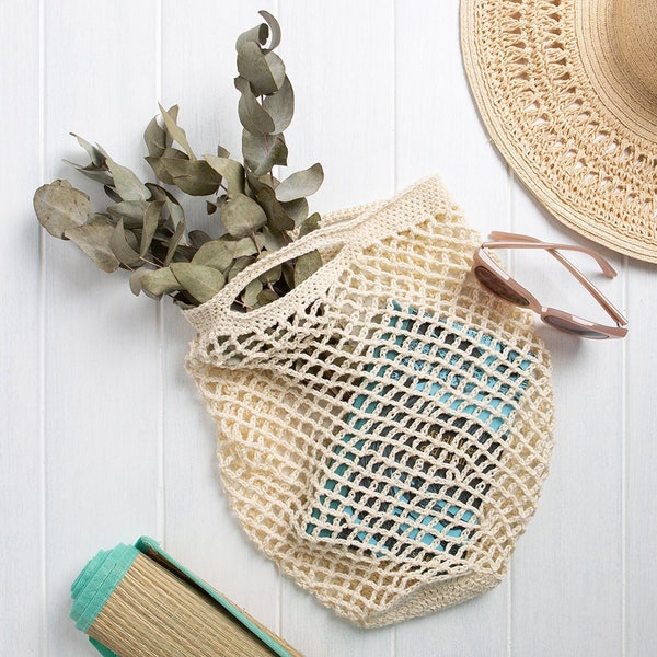 Kit de crochet pour sac en coton Market | Sac à provisions Easy Net | Couture de laine
