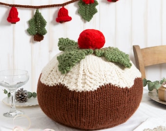 Christmas Pudding and Garland Knitting Kit. Christmas Knitting Kit. Intermediate Kit. Pattern by Wool Couture