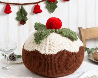 Christmas Pudding and Garland Knitting Kit. Christmas Knitting Kit. Intermediate Kit. Pattern by Wool Couture