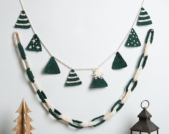 Christmas Tree Garland and Paper Chain Knitting Kit | Beginner Easy Knitting Kit | Festive Pattern By Wool Couture