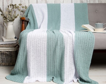 Cotton Striped Blanket Crochet Kit | Beginners Simple Blanket Making | Wool Couture