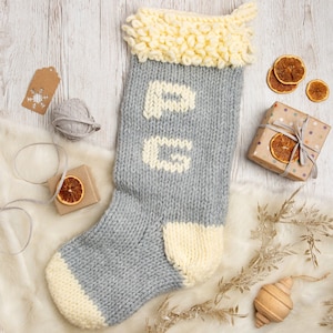 Monogrammed Christmas Stocking Knitting Kit | Make Your Own Stocking | Monogram Initial Stocking | Intermediate Level Knitting Pattern