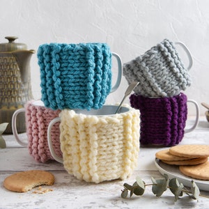 Beginner Ribbed Cup Cosy Knitting Kit | Mug Warmer Knitted Kit | Pattern By Wool Couture