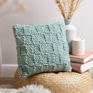 Basketweave Stitch Cushion Cover Knitting Kit | Easy Knit Throw Cushion Project | Simple Homeware Pattern By Wool Couture
